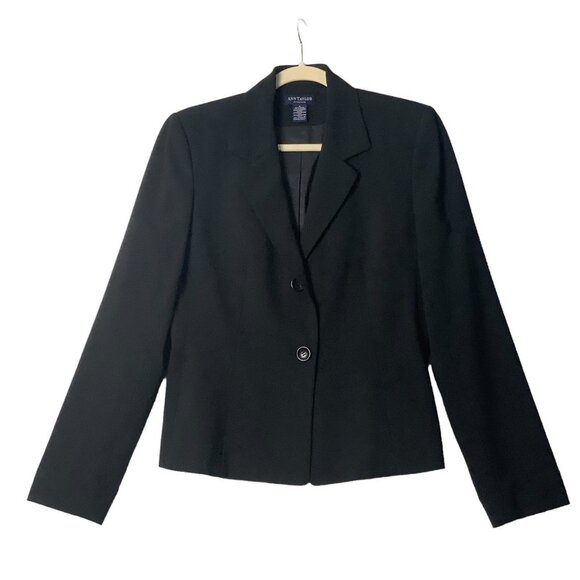 Ann Taylor Blazer Women Size 6 Wool Blend Stretch Black Lined 2 Button - Picture 1 of 9